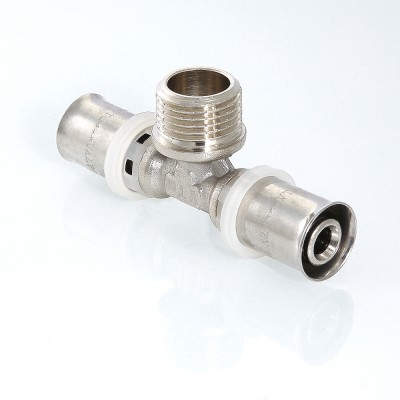 VTm.233.N.260526 Пресс-фитинг – тройник с переходом на наружную резьбу Valtec 26 мм х 3/4" х 26 мм  - Вид №1