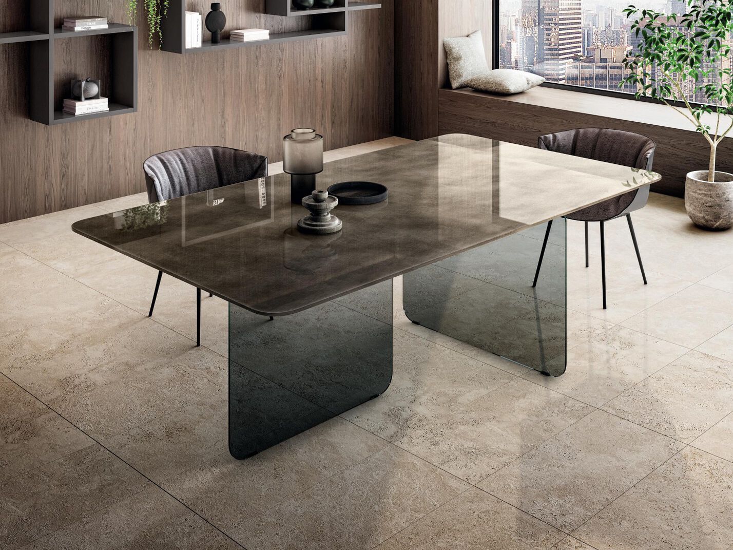 Прямоугольный стол со стеклянным основанием и столешницей из XGlass Lago AIR SOFT - 2205X ARCH-00064448