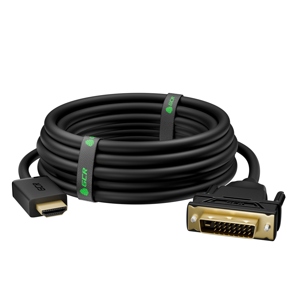 GCR-51510 кабель hdmi-dvi 15.0m черный, od8.0mm, 28/26 awg, позолоченные контакты, 19pin am / 24+1m am dual link, тройной экран, Greenconnect Santreyd  - Вид №3