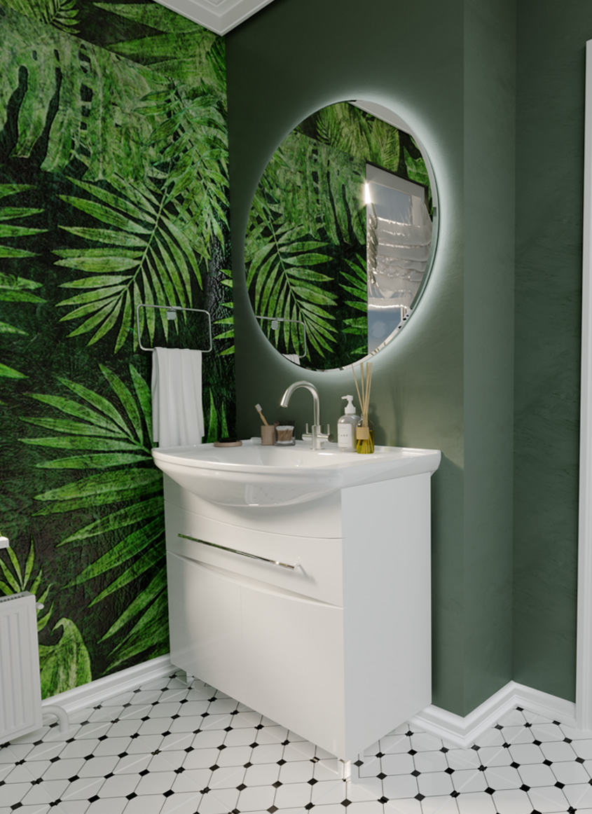 У94493 Тумба Lina New 85Н 1в.я 2д Белый глянец 1 Marka Lina - Вид №4