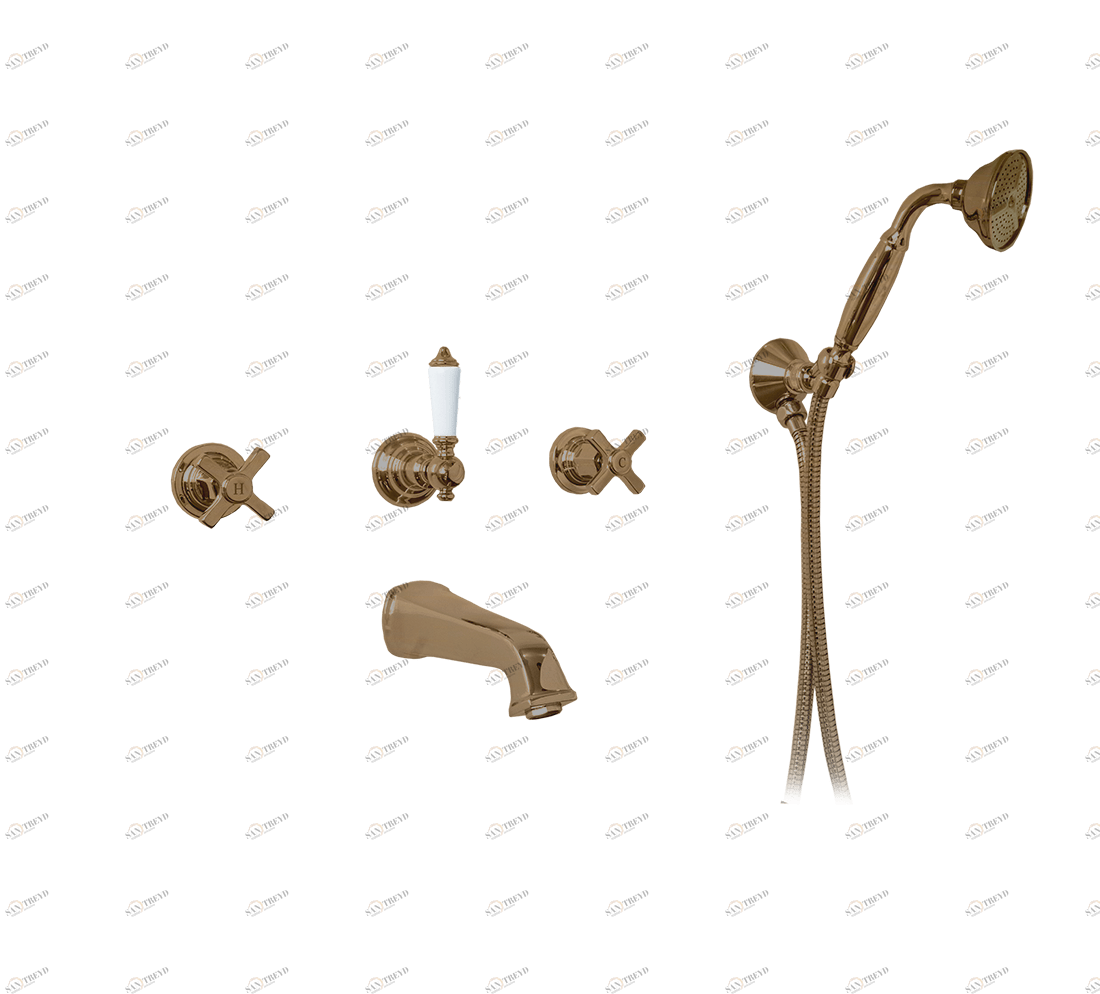 Gentry Home Смеситель для раковины на 3 отверстия Chopin White Бронза GH100859 