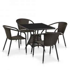 T197BNS-W53/Y137C-W53 Brown 4Pcs Комплект плетеной мебели Afina