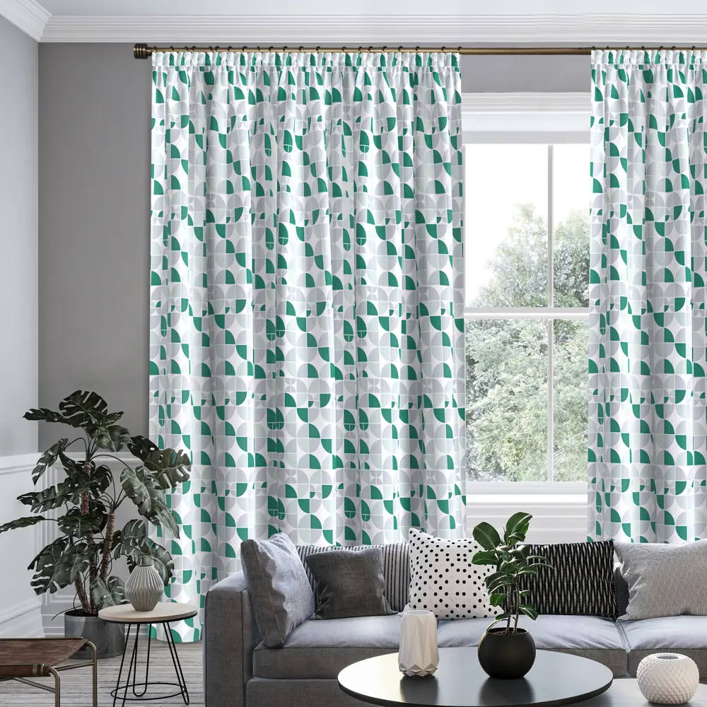 Штора на ленте Круги 160x260 см цвет зеленый GARDEN STLM-2002755 - Вид №5
