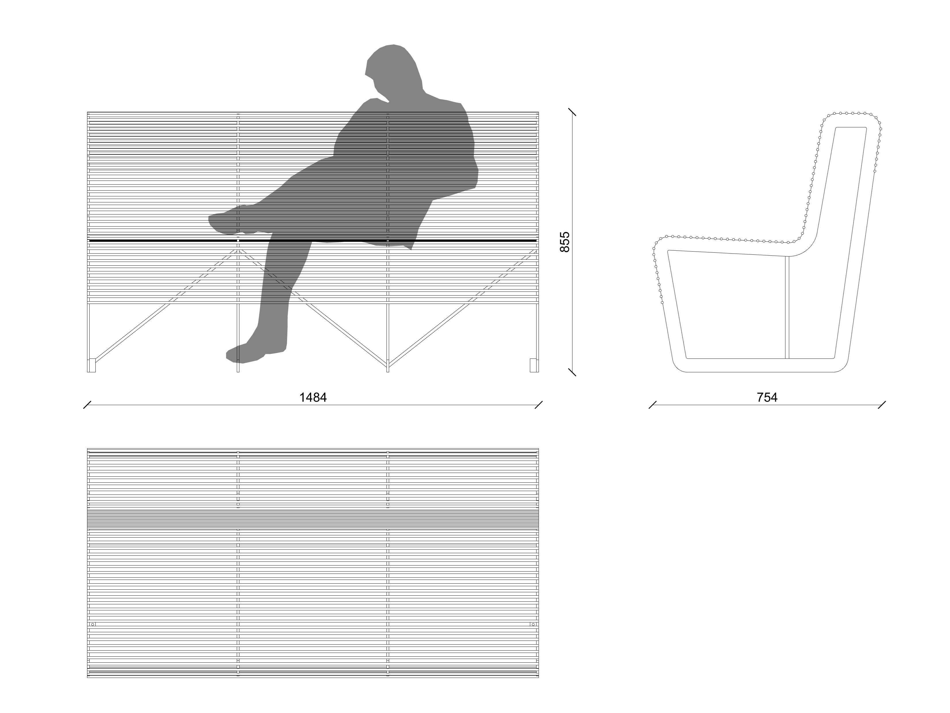 Оцинкованная стальная скамья со спинкой Lazzari Light ARCH-00099033 - Вид №22
