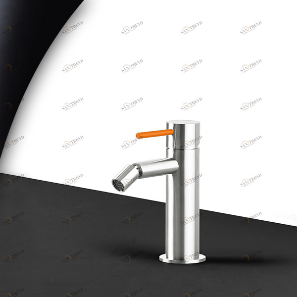 Смеситель для биде сталь глянцевая с оранжевой ручкой Toki Radomonte TKS4LCIL14