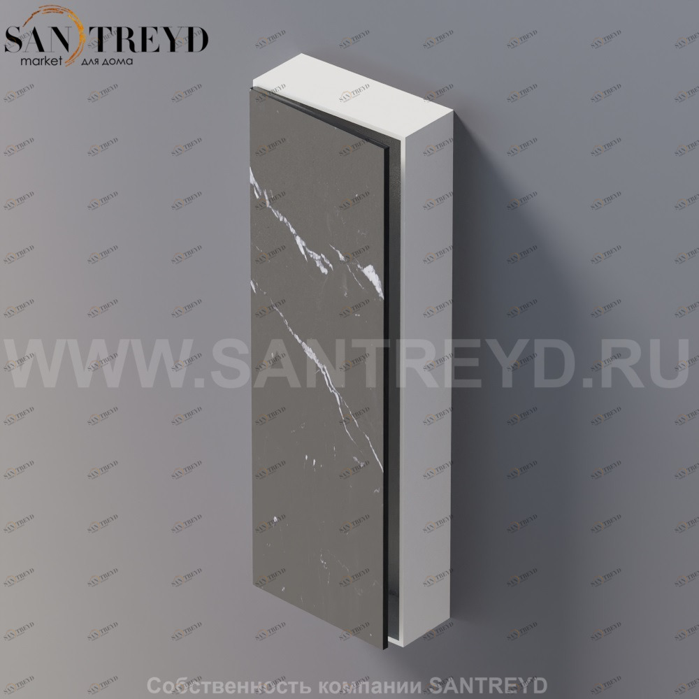 LIFT Модульный шкаф 120 см с левой дверью на доводчиках. Модули могут располагаться горизонтально и вертикально. Отделка: белая краска и черный мрамор. AMOB054NMLZSX Agape