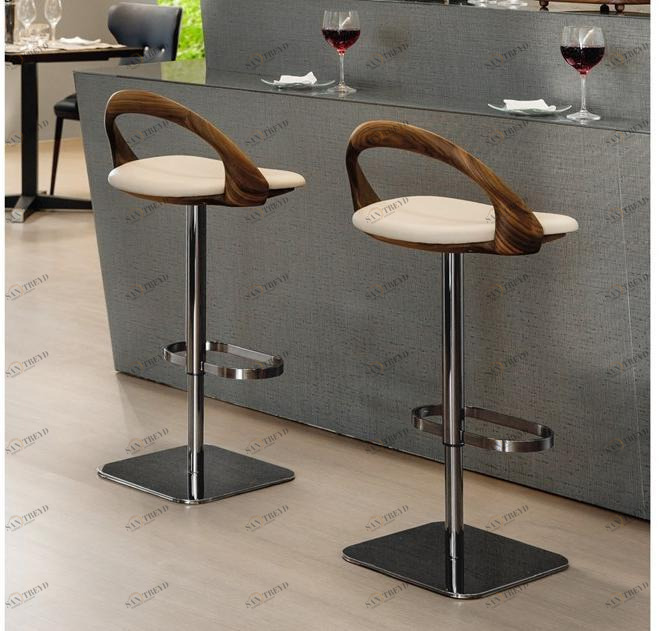 Porada Табурет металлический поворотный со спинкой из орехового дерева Iron sun-id-1432625