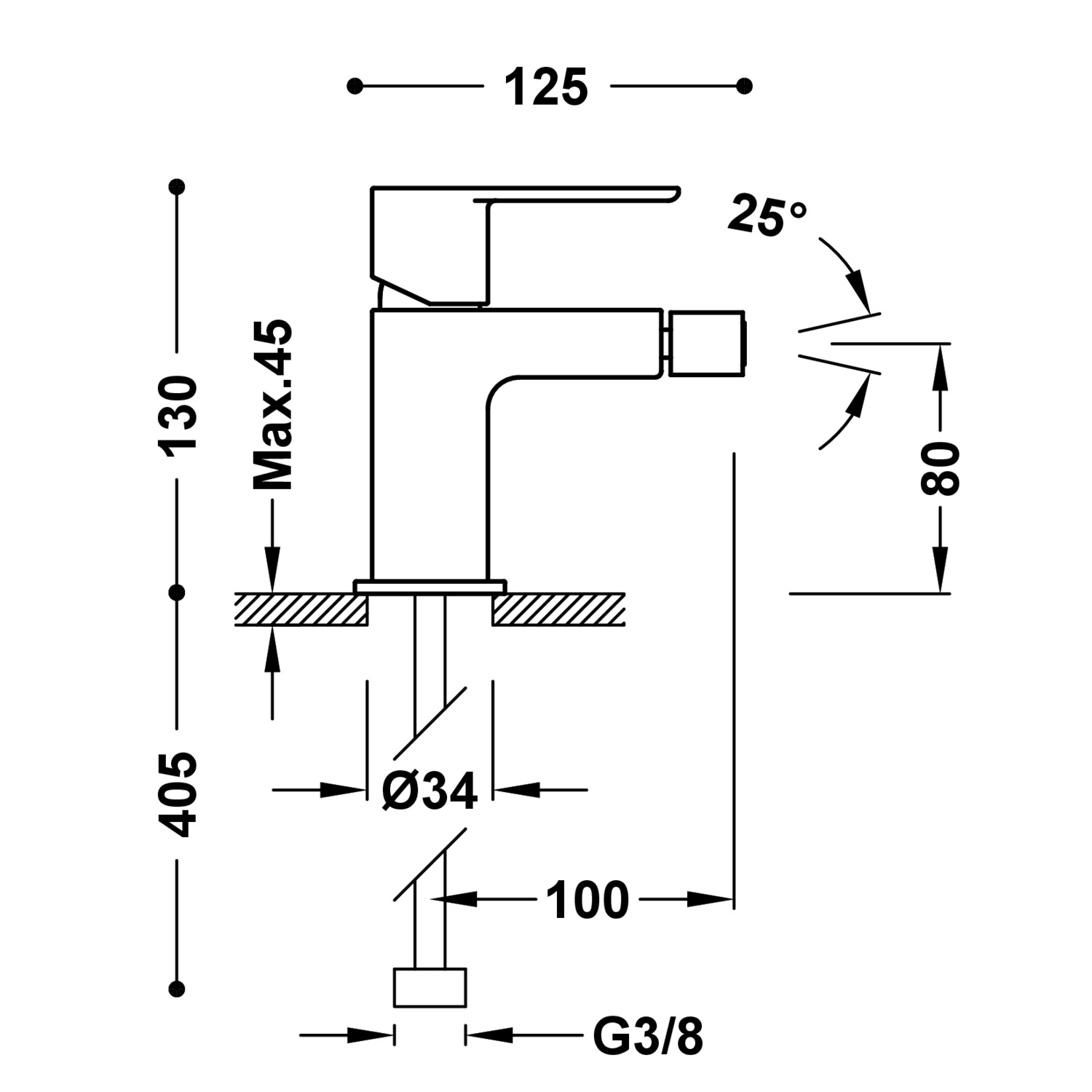 Смеситель для биде LOFT с одной ручкой и автоматическим сливом -20012001D TRES  - Вид №1