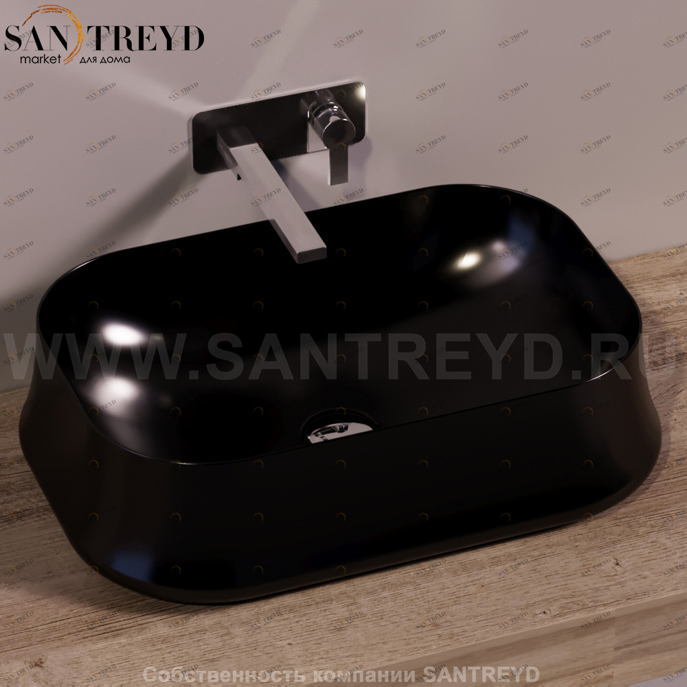 SH08NEROMATT Накладная раковина на столешницу  прямоугольная Simas Sharp