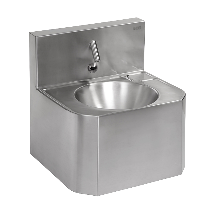 93721 Антивандальный нержавеющий автоматический умывальник, для подачи холодной и теплой воды, 24 В пост. SANELA 