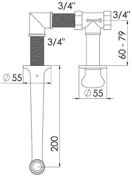 rvb Настенный смеситель для мойки на 2 отверстия Deville 1955.--.58 - Вид №2