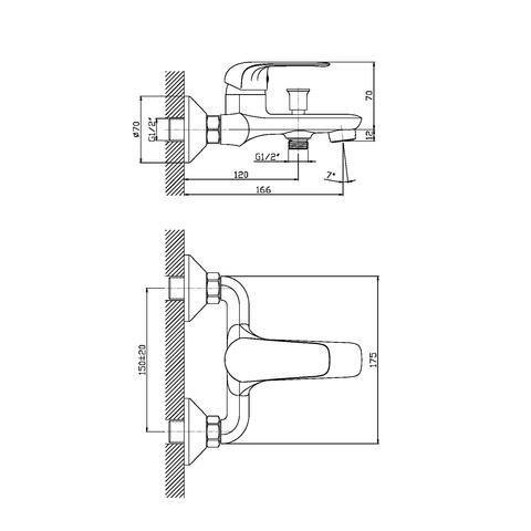 Orange Iris M41-100cr однорычажный ванно/душевой смеситель Хром sun-id-1516886 - Вид №1