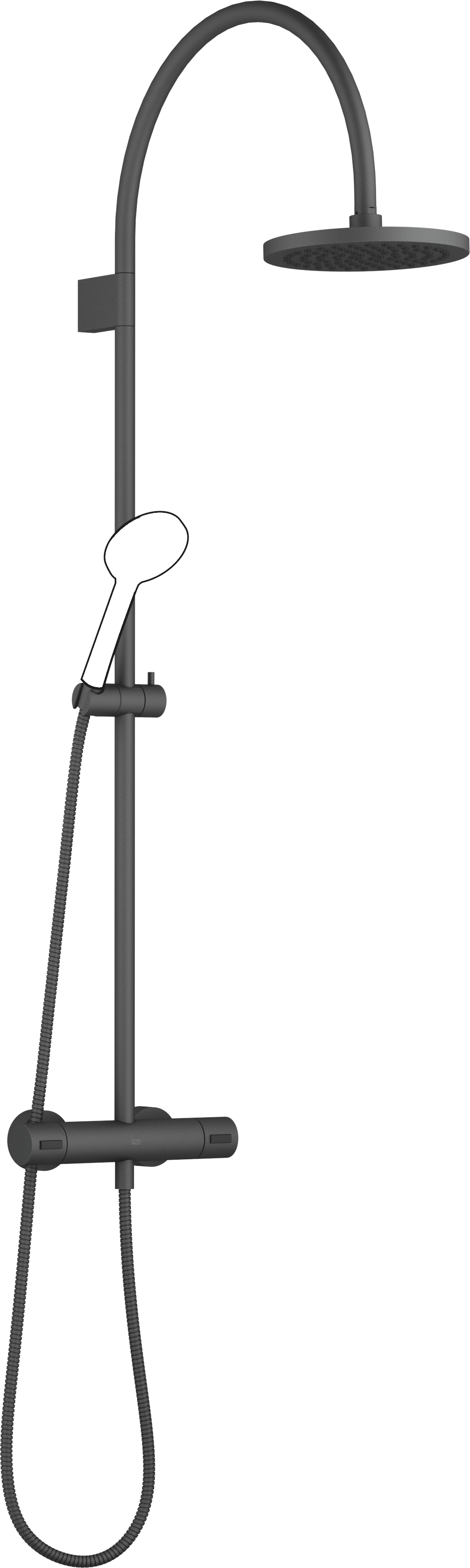 Душевая трубка с термостатом для душа без ручного душа FlowReduce 220 мм - матовый черный