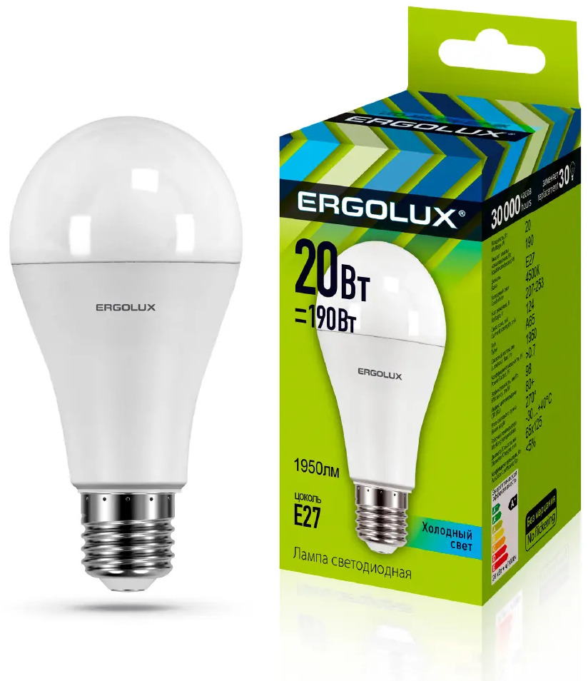 91273362 Светодиодная лампа Ergolux LED-A65-20W-E27-4K 13183 STLM-0913527