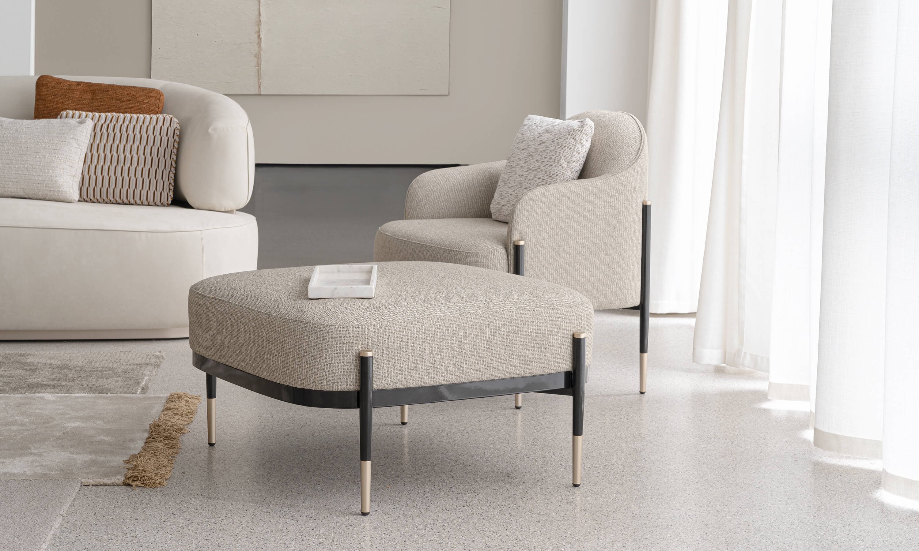 Квадратный пуф из ткани Capital Collection Оксфорд ARCH-00099202 - Вид №1