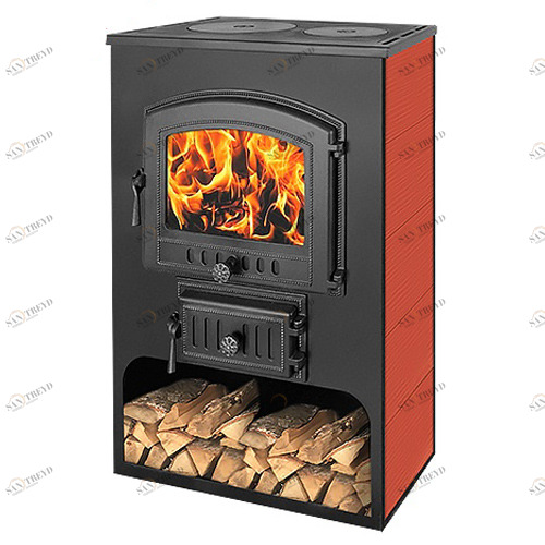Печь-камин Везувий ПК-03 (224) с плитой (красная) 5795