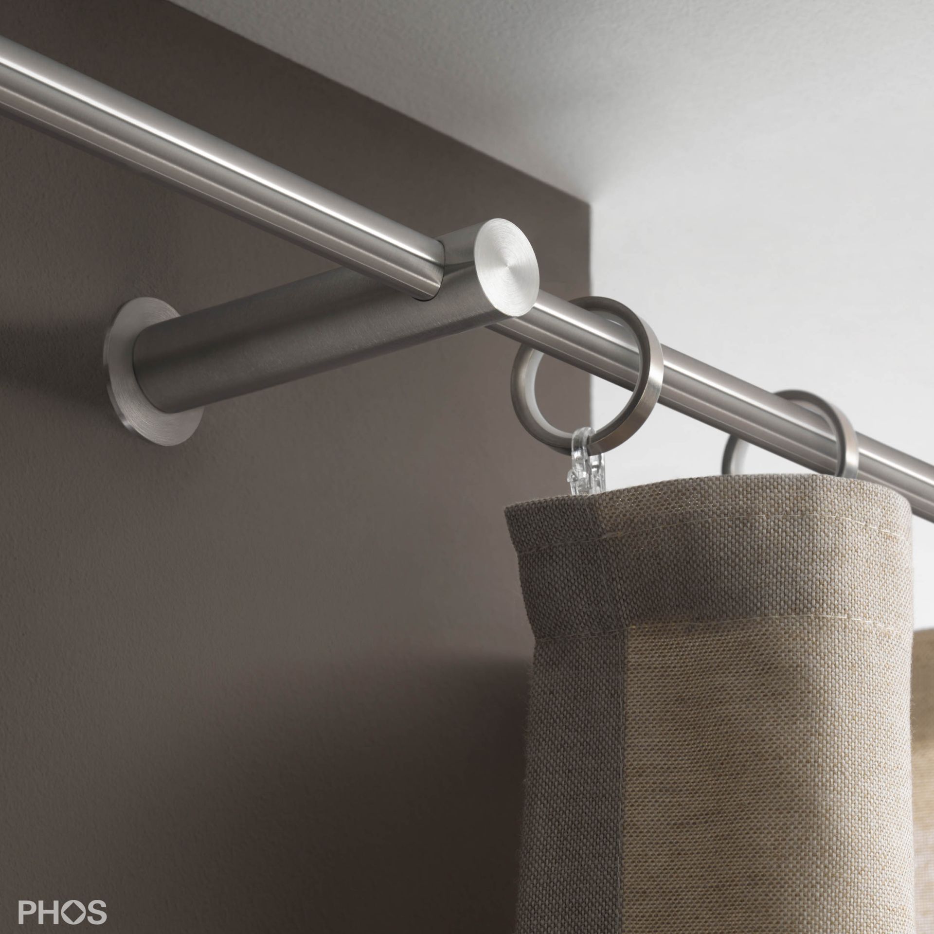 VS20-100E3000 Комплект карниза: 300 см с 2 концевыми кронштейнами и 1 кронштейном в качестве центральной опоры (среднее расстояние от стены) PHOS  - Вид №2