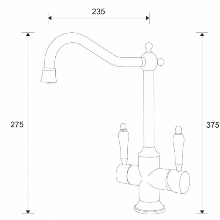 Zorg ZR 344 YF Br Смеситель для кухни Zorg 375х235 мм  - Вид №2