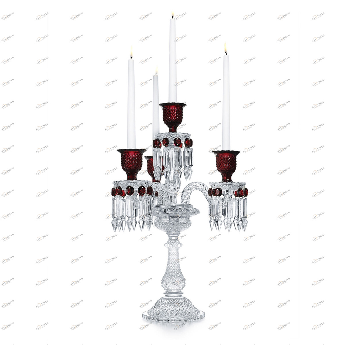 Подсвечник хрустальный на 4 свечи красный Baccarat DELIGHT  246231 Красный;прозрачный 