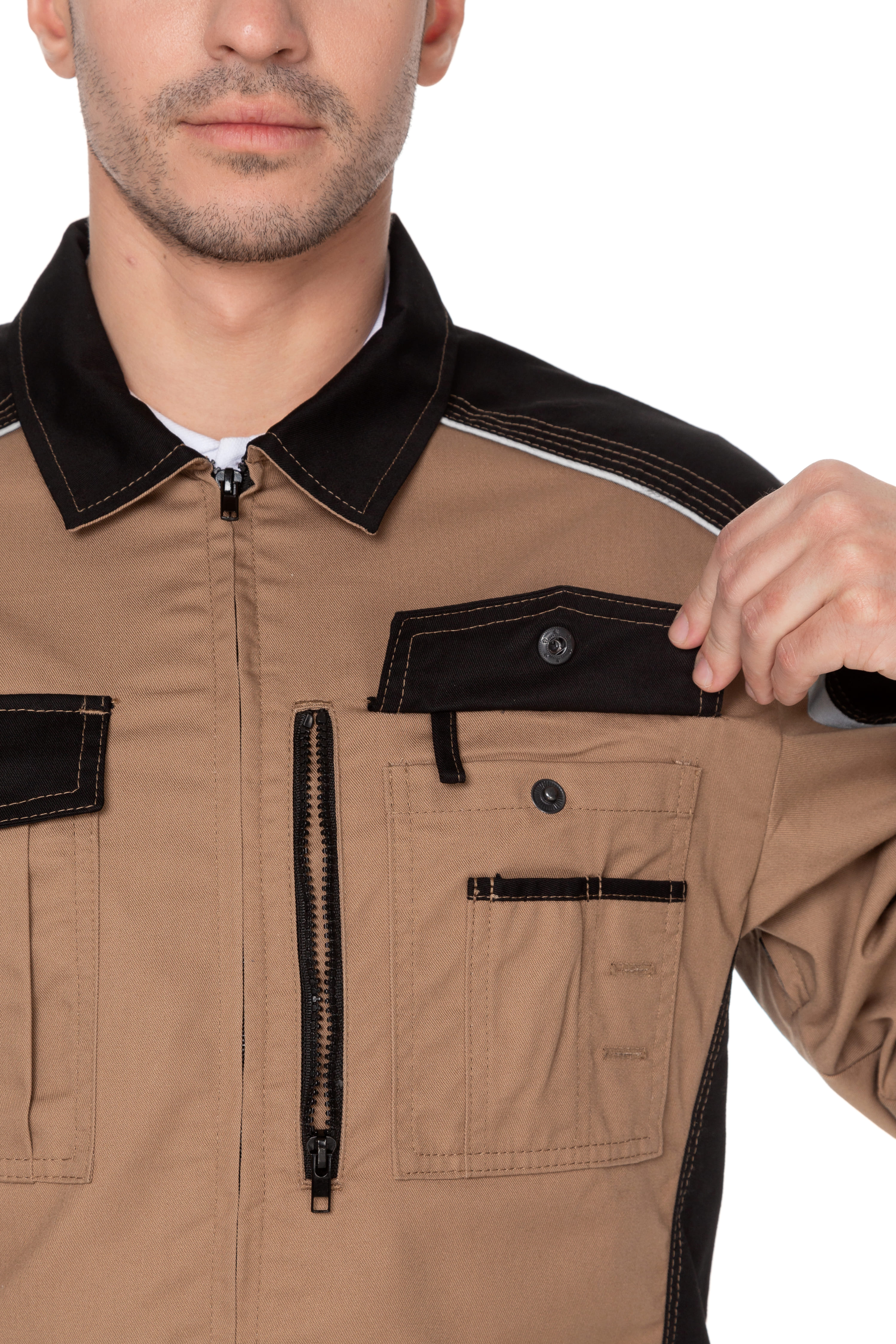 70069 Костюм  NEW бежевый с черным STATUS  Летняя спецодежда  размер 56-58/182-188  - Вид №16