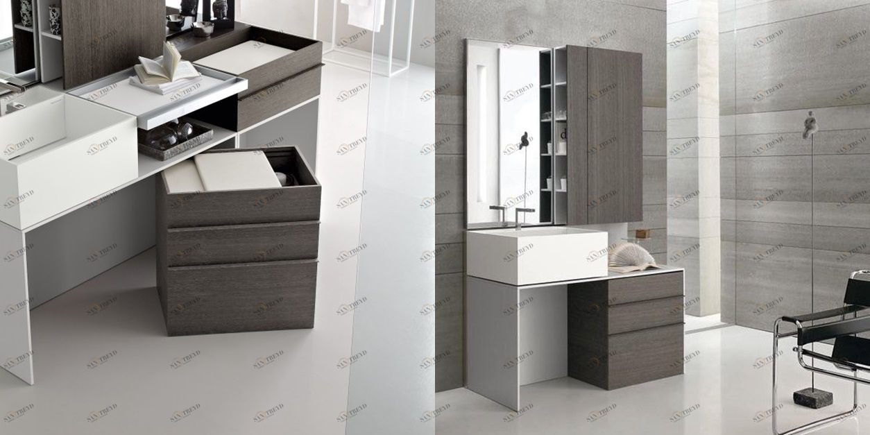 Toscoquattro Тумба на колесах с 2 ящиками ELEMENTS серая 20B26MG