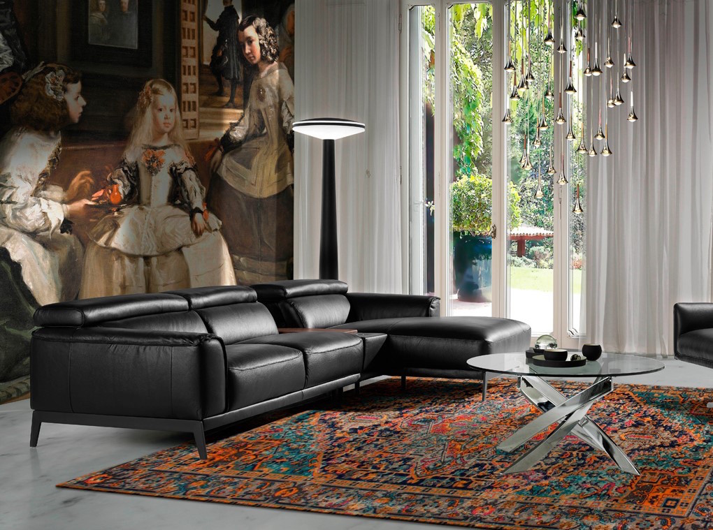 069983 Угловой диван черный -R Angel Cerda KF009  - Вид №2