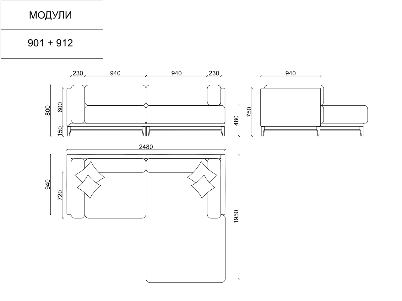 Диван Case угловой коричневый THE IDEA ДИЗАЙНЕРСКИЕ 210516 Коричневый  - Вид №10