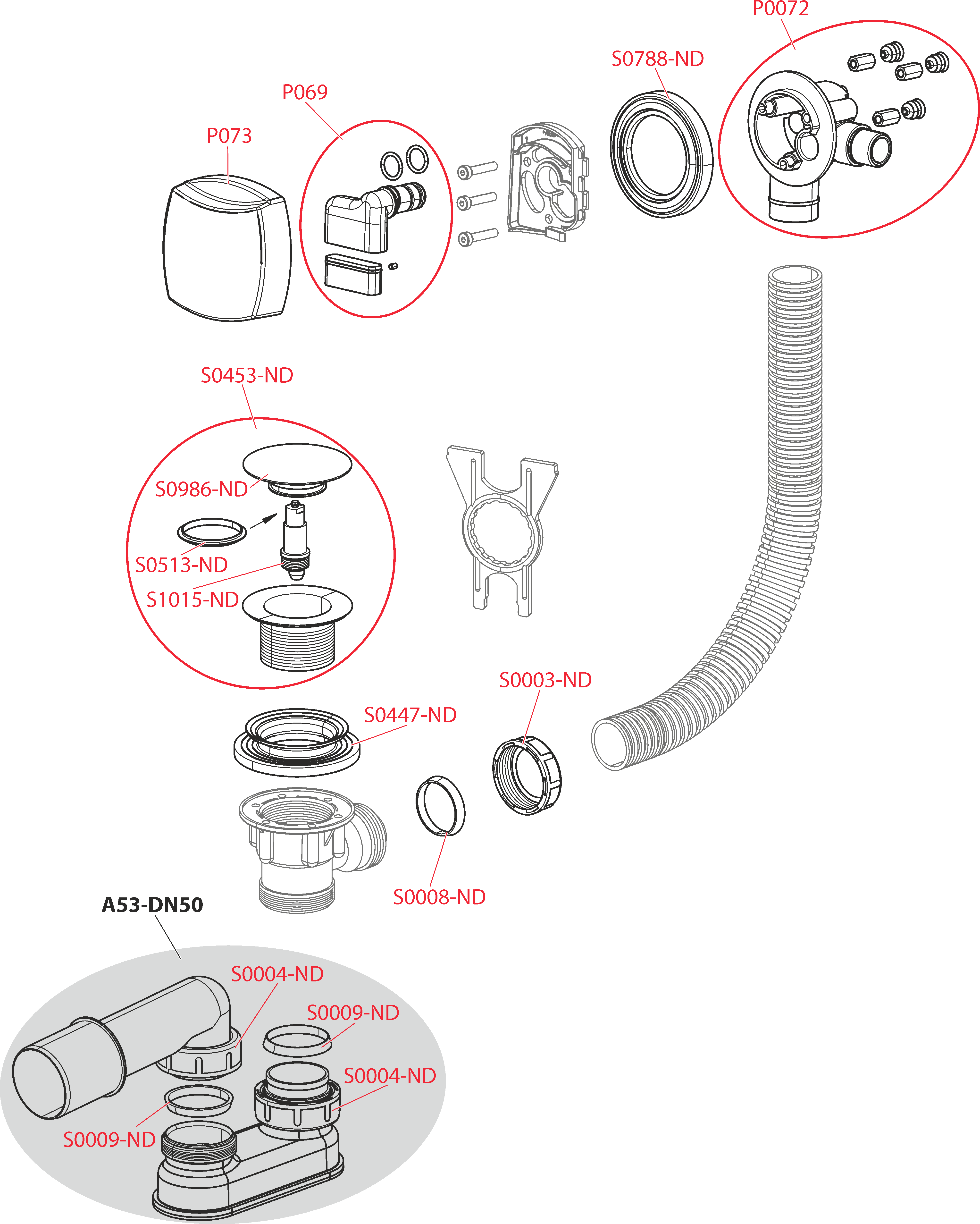 Сифон для ванны CLICK/CLACK с напуском воды через перелив, хром ALCAPLAST A508KM - Вид №2