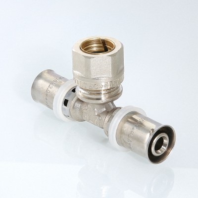 VTm.233.I.161516 Пресс-фитинг – тройник с переходом на обжимное соединение Valtec 16 x 15 x 16 мм  - Вид №5