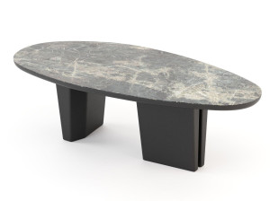 Деревянный овальный стол с каменной столешницей