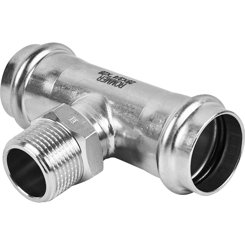 Тройник переходной Rommer 3/4"x28 мм ВПр-НР нержавеющая сталь STLM-2033401