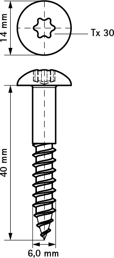 61843640 BIS RapidRail® Шуруп TX30 для крепления профиля BIS RapidRail® к стене или потолку walraven  - Вид №1