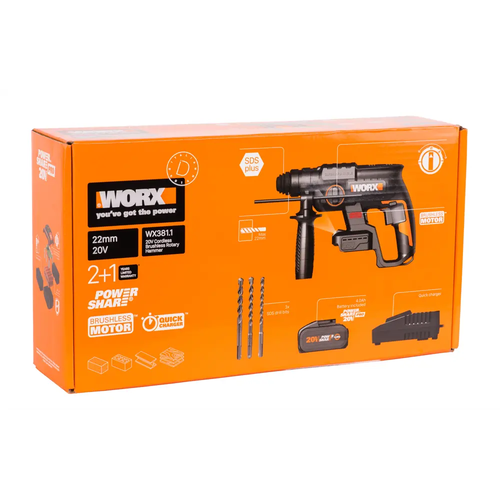 WORX WX381.1 - аккумуляторный перфоратор с бесщеточным двигателем 85471277 STLM-0062911 - Вид №9