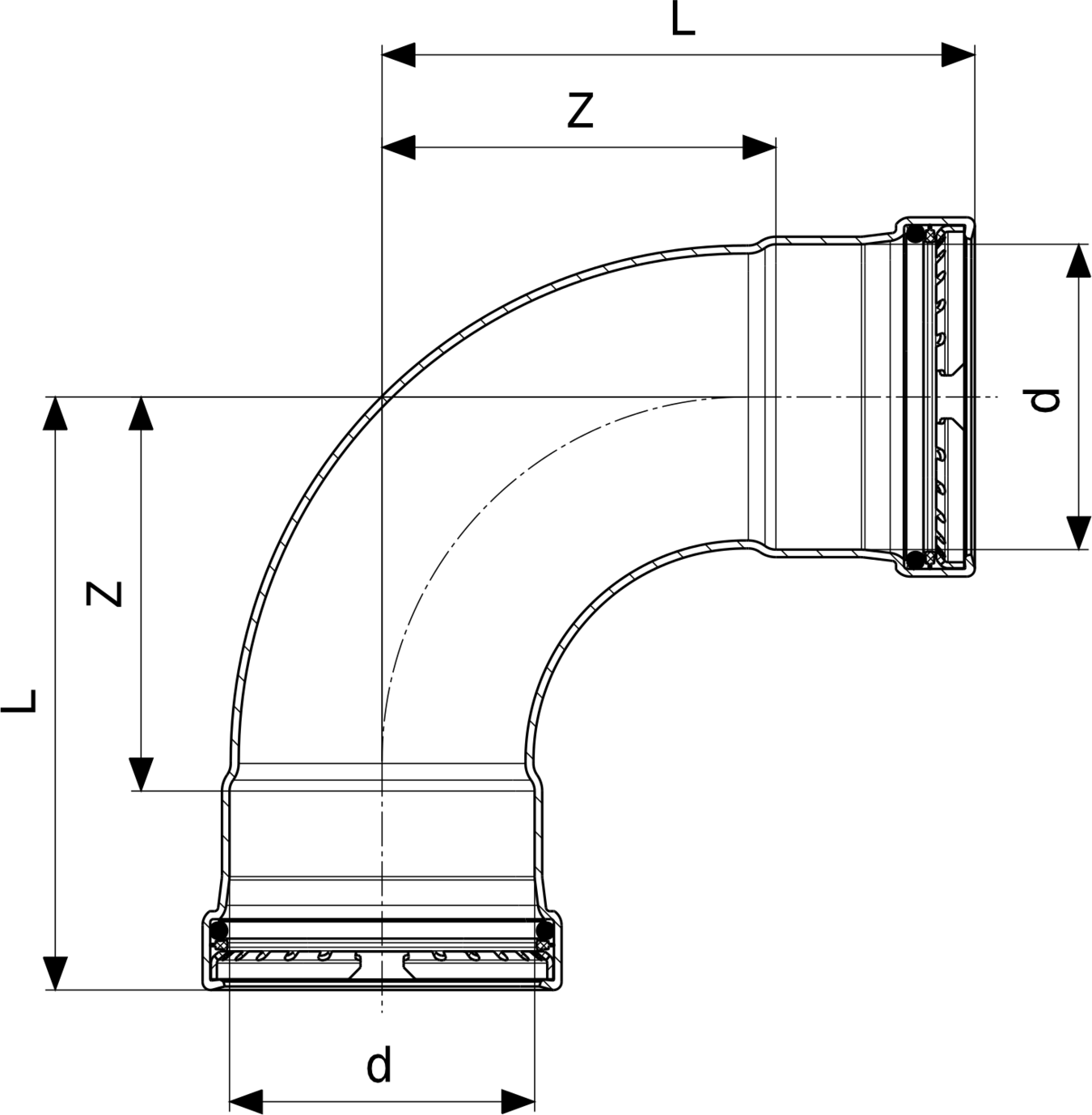 577 988 Модель 2316XL Трубопроводные системы  Sanpress Inox  Oтводы Santreyd  - Вид №3