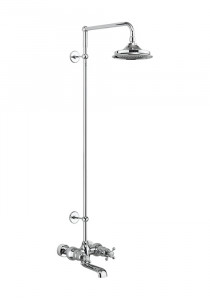 Burlington Термостатический смеситель для душа Tay для ванны, настенный, с жестким подъемником и поворотным держателем для душа с 6-дюймовой розой с белым акцентом и 12-дюймовой розой BT2WS-V60