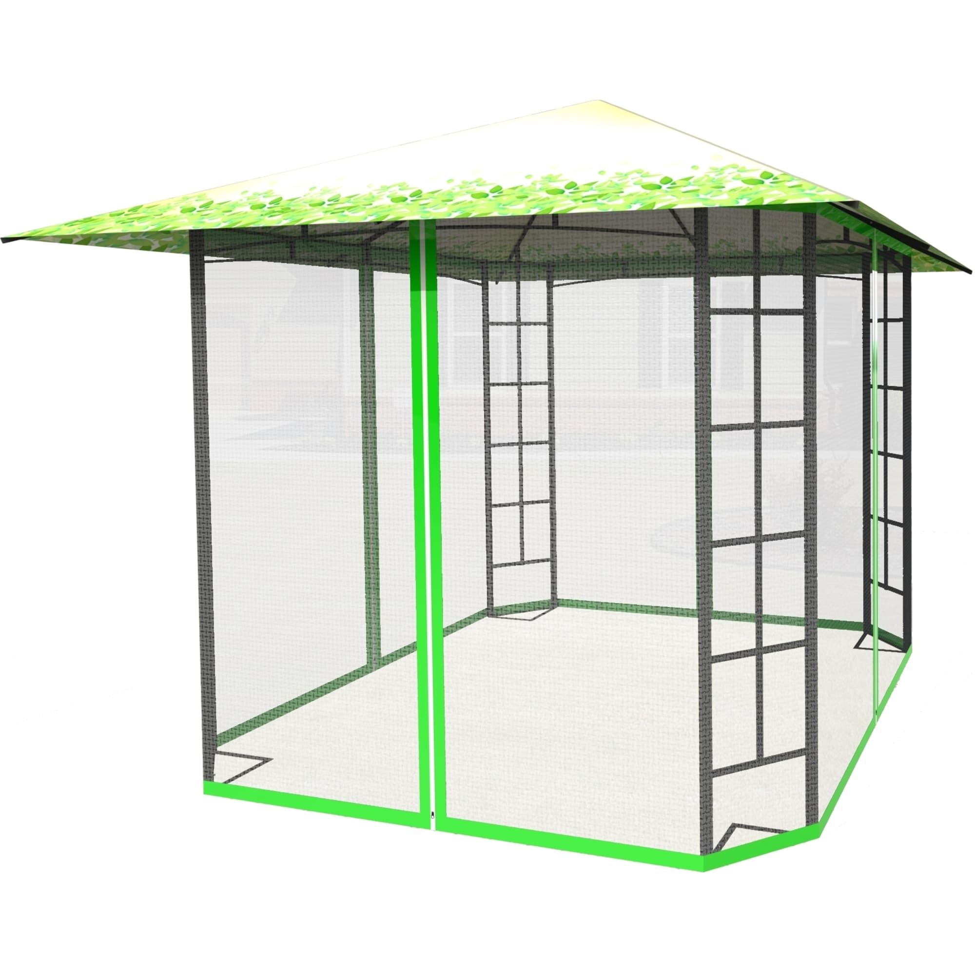 82697250 Шатер садовый с антимоскитной сеткой Ажур 3х3х2.65 м сталь зеленый (без штор) Santreyd 