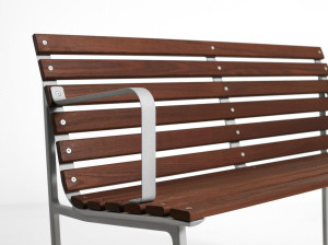 Садовая скамейка из ясеня с подлокотниками и спинкой