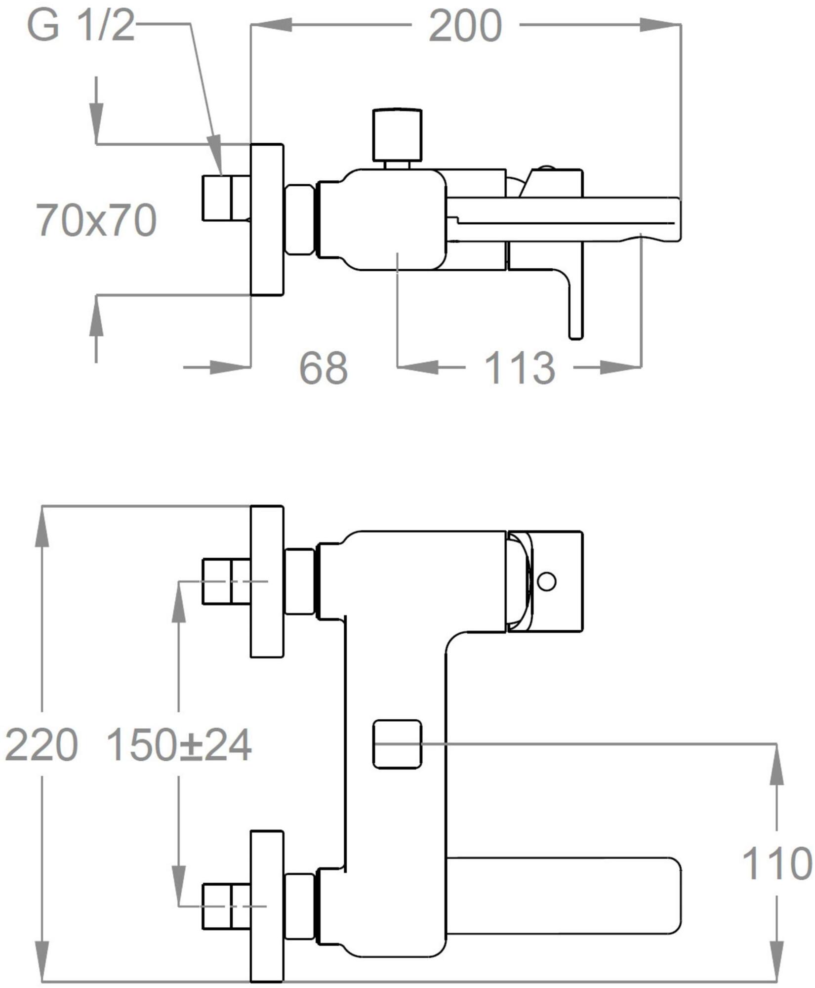 Fir Italia Смеситель для ванны настенный из латуни с переключателем Daily 44 4434000 - Вид №1
