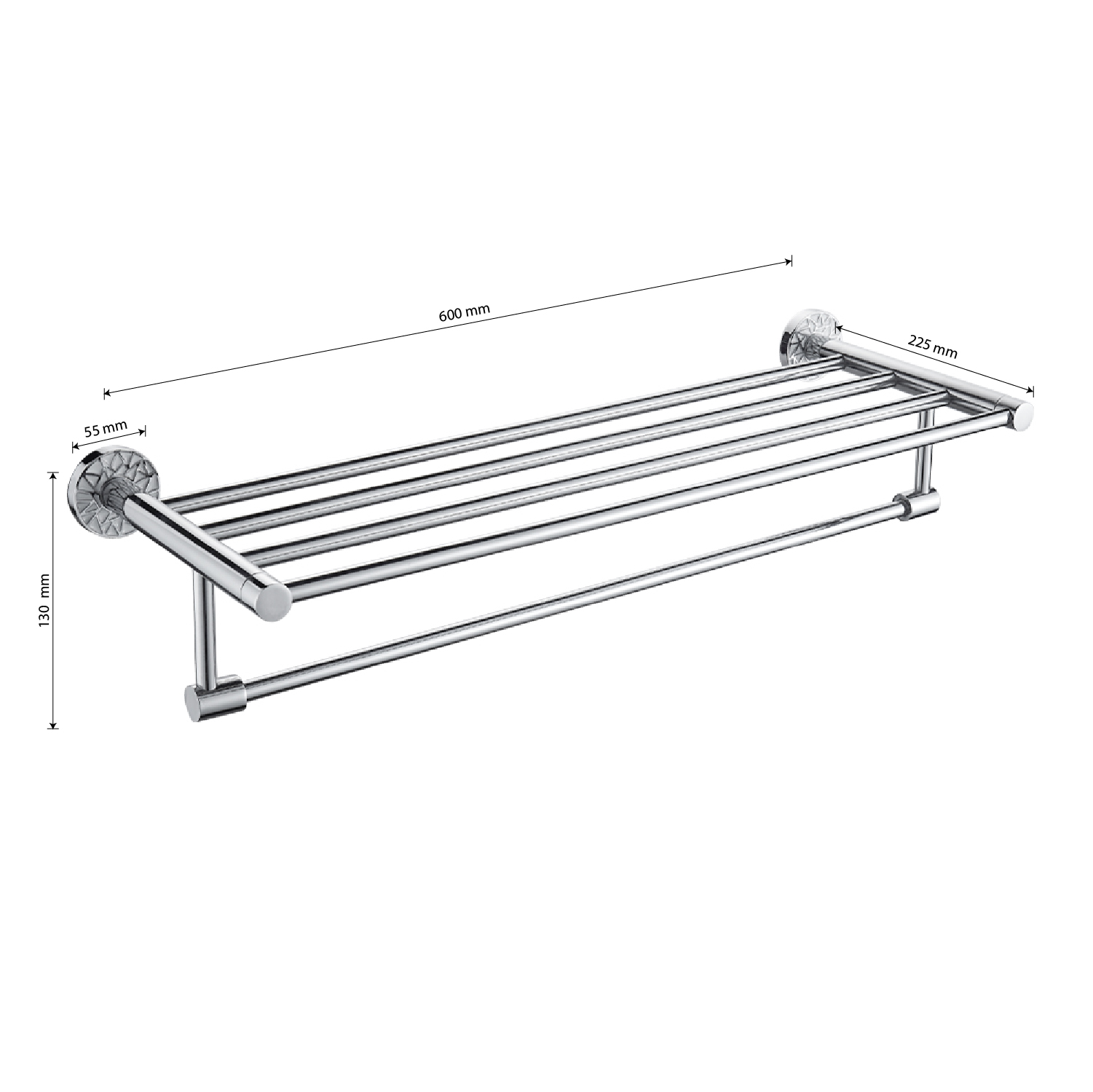 GFmark - Полка для полотенца с опорой большая, с БЕЛОЙ МОЗАИКОЙ, код: 3242  - Вид №2