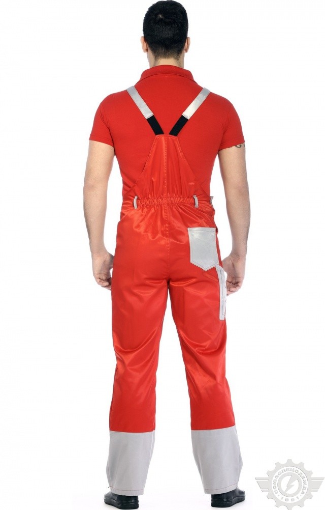61482 Полукомбинезон "Мастер" красный-светло-серый  Летняя спецодежда  размер 48-50/182-188  - Вид №3