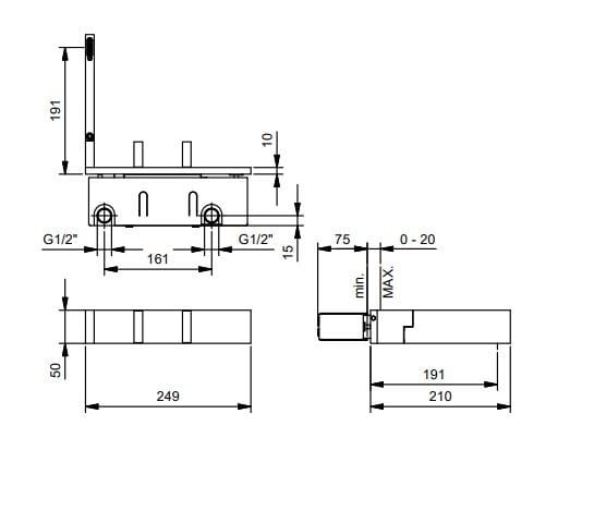 Настенный смеситель для раковины с пластиной ABOUTWATER ARCH-00050108 - Вид №2