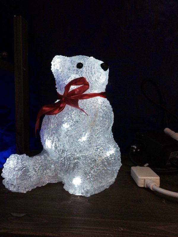 Световая Фигура "Медвежонок" с бантом 3D ELKI СВЕТОВЫЕ ФИГУРЫ 017732 Белый  - Вид №1