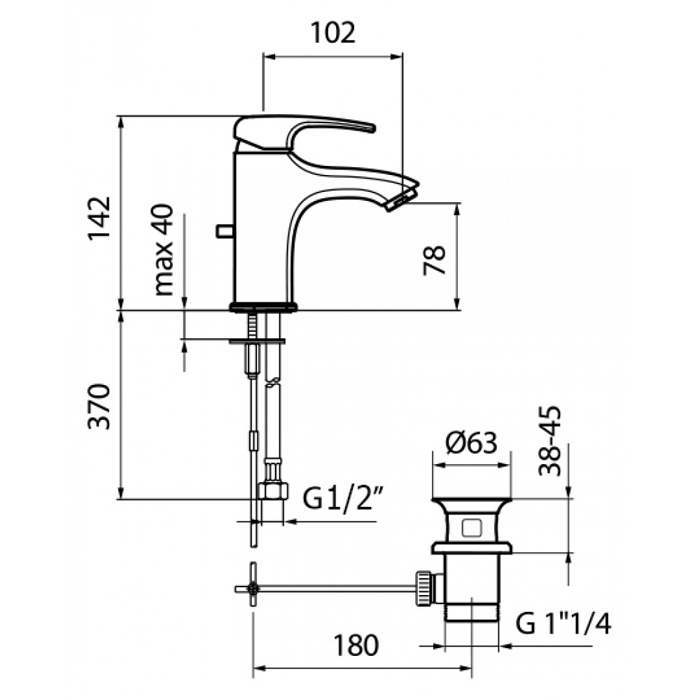 KI830102015 Смеситель для раковины Webert Kimono - Вид №3