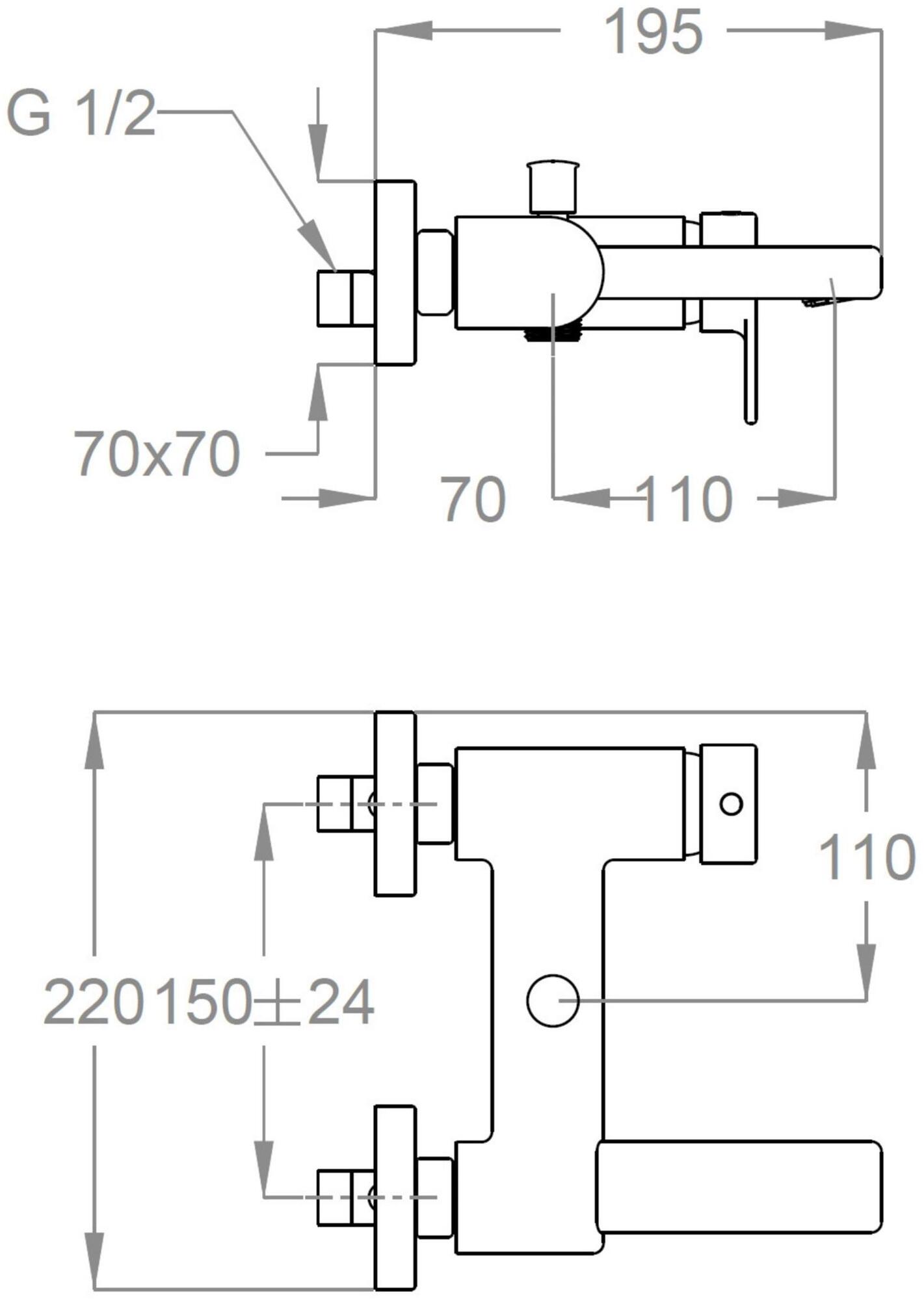 Fir Italia Смеситель для ванны настенный из латуни на 2 отверстия Doda 67 6734000 - Вид №1