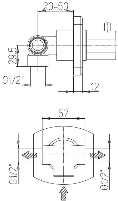 0TI00709JA00 Дивертор квадратный, 2 выхода Jacuzzi  - Вид №2