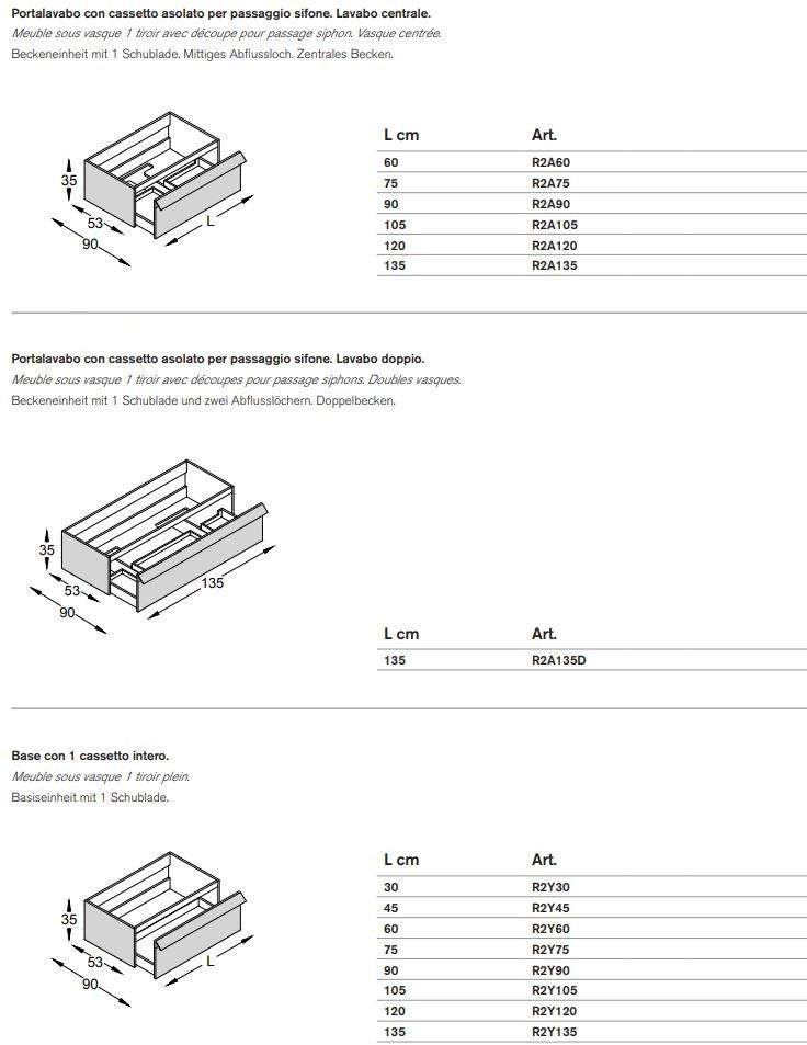 ARTELINEA Тумба под умывальник подвесная двойная  Al 579  - Вид №1