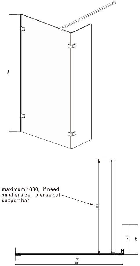 Душ. перегородка Ambassador Waik-in 15031105 (900x2000), 1 место Walk-in - Вид №7