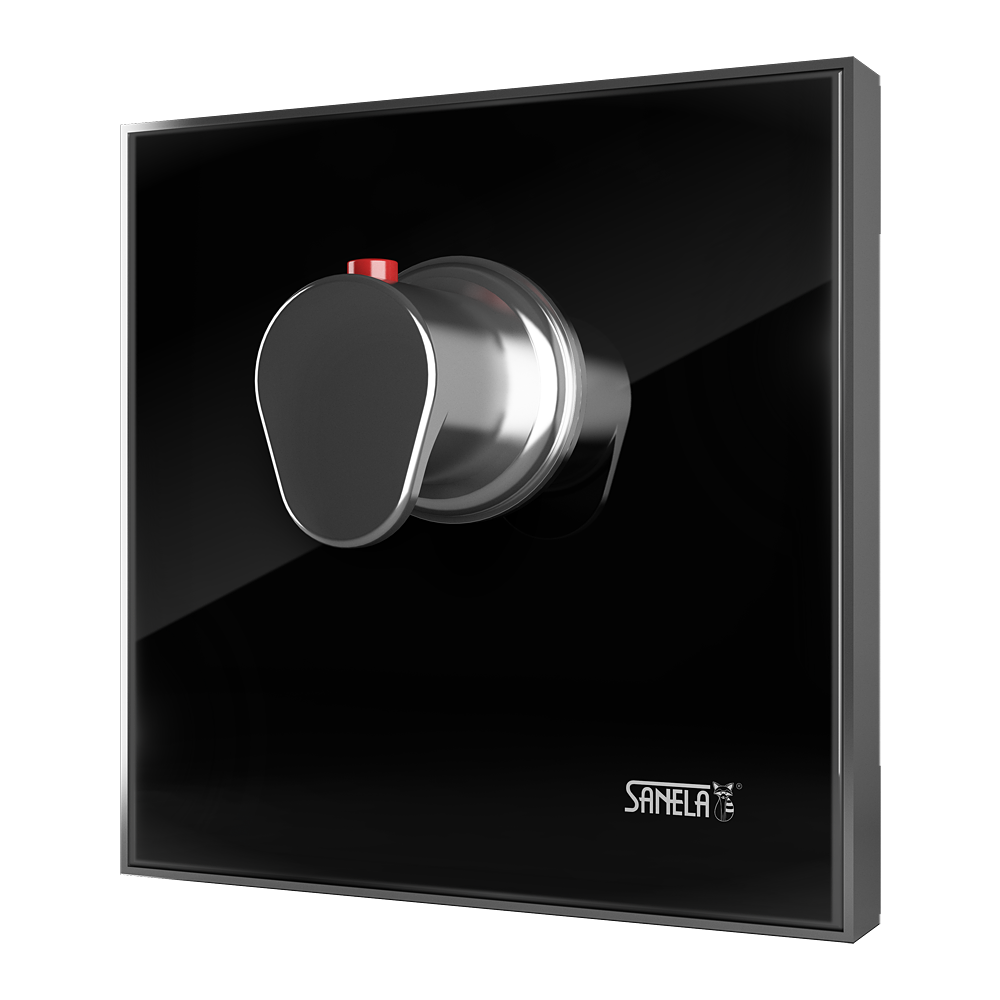 09124 Термостатический вентиль 1/2“ в стеклянной панели, цвет стекланной крышки REF 9005 чёрный SANELA 