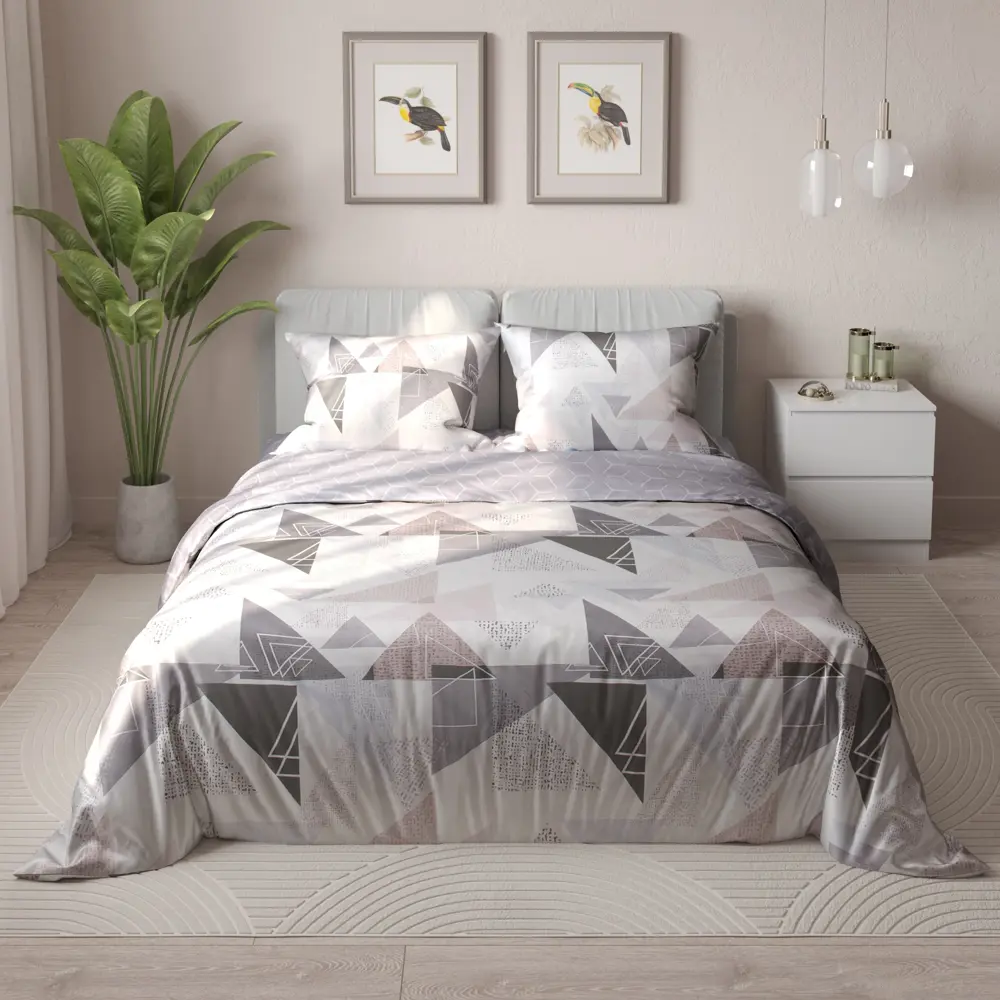 Комплект постельного белья Amore Mio Арнуво полутораспальный сатин белый STLM-2210753