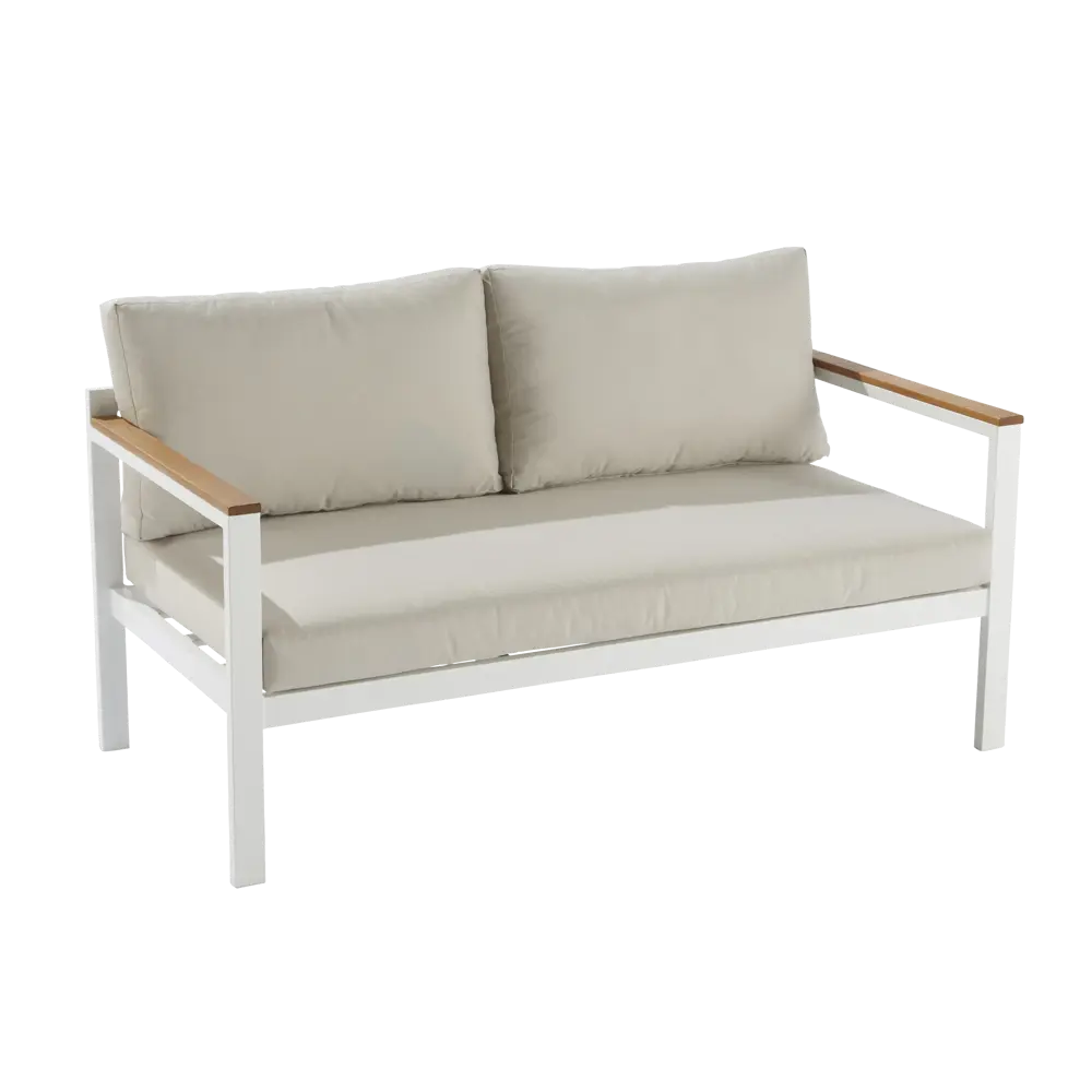 Набор садовой мебели Naterial Oris алюминий/полиэстер/дерево белый/бежевый: стол, диван и 2 кресла STLM-2115991 - Вид №9